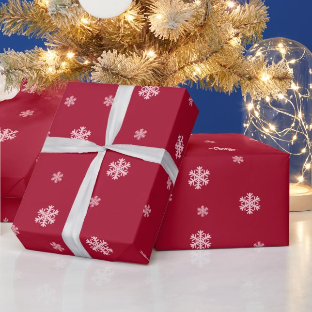 Schneeflocken Roter Weihnachtsurlaub Geschenkpapier (Feiertage)