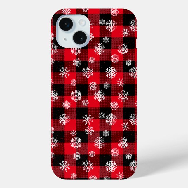 Schneeflocken Rotes Buffalo Karierte Weihnachten Case-Mate iPhone Hülle (Rückseite)