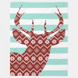 Schneeflocken Rotes Hirsch Blaue Streifen Blanka Fleecedecke