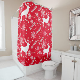 Schneeflocken Rotwild Duschvorhang