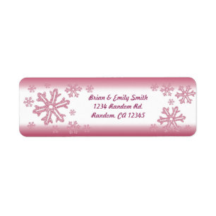 Schneeflocken-Rücksendeadressen-Aufkleber aus rosa