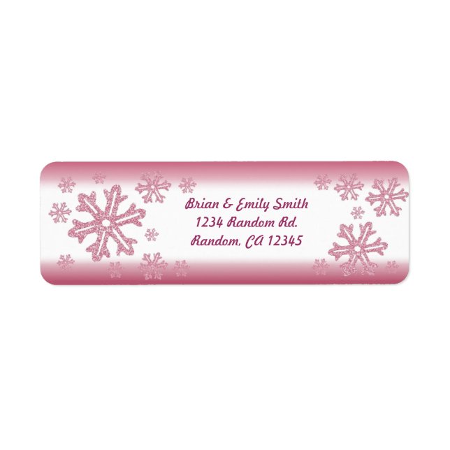 Schneeflocken-Rücksendeadressen-Aufkleber aus rosa (Vorne)