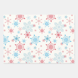 Schneeflocken, Schnee, Sterne, blauer Winterhimmel Geschenkpapier Set