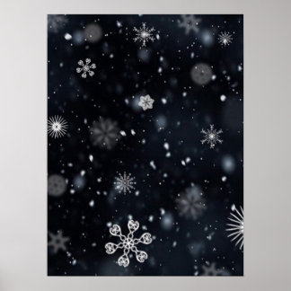 Schneeflocken Schneefall Poster