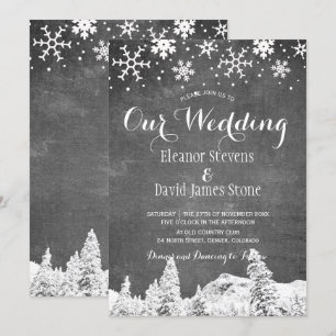 Schneeflocken Schokolade Winterwald Hochzeit Einladung
