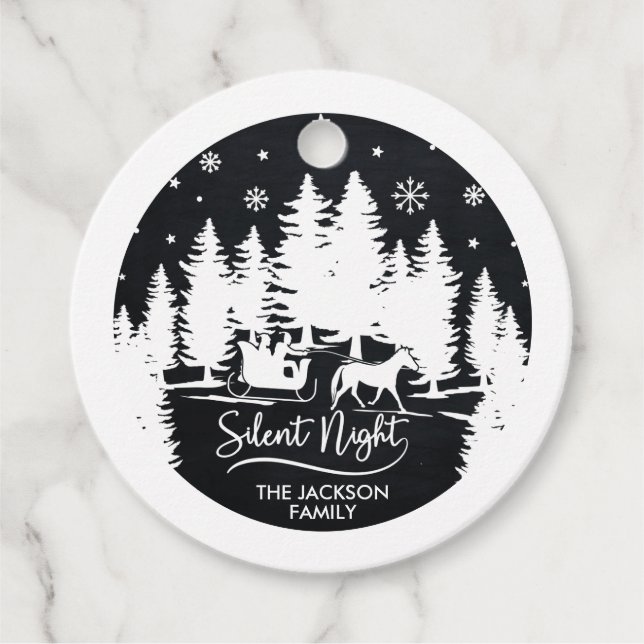 Schneeflocken, schwarz und weiß geschenkanhänger (Vorderseite)