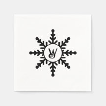 Schneeflocken Schwarz/Weiß Mit Monogramm Weihnacht