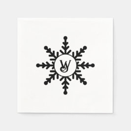 Schneeflocken Schwarz/Weiß Mit Monogramm Weihnacht Serviette