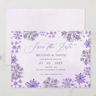 Schneeflocken Silber Lila Weihnachten Winter Hochz Save The Date