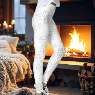 Schneeflocken Silver Glitzer Winter oder Weihnacht Leggings