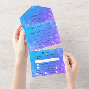 Schneeflocken Snow Blue Winter Wonderland Hochzeit All In One Einladung