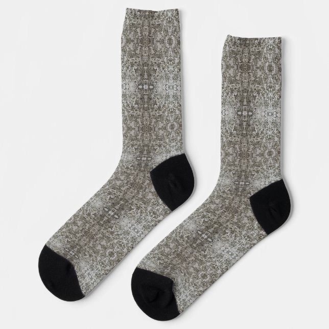 Schneeflocken-Spitzen-Baumrinden-Muster Socken (Linkes Detail)