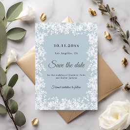 Schneeflocken staubblaues Winterhochzeit Save The Date