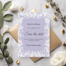 Schneeflocken staubiges Lavendel-Winterhochzeit Save The Date