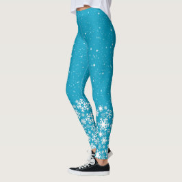 Schneeflocken & Sterne auf Blau oder Ihrer Farbe Leggings