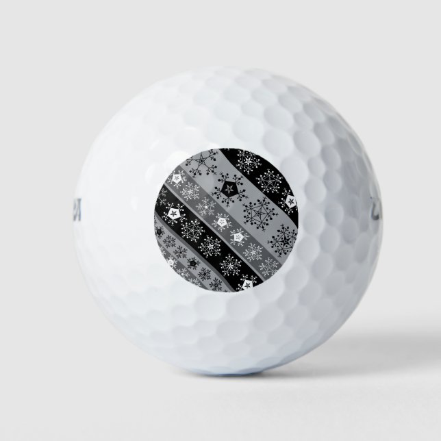 Schneeflocken Streifen grau Golfball (Vorderseite)