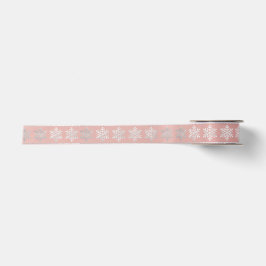 Schneeflocken Streifen Silber Rosa Rose Gold Satinband