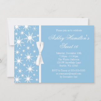 Schneeflocken Sweet 16 Winter Wonderland Blau Einladung