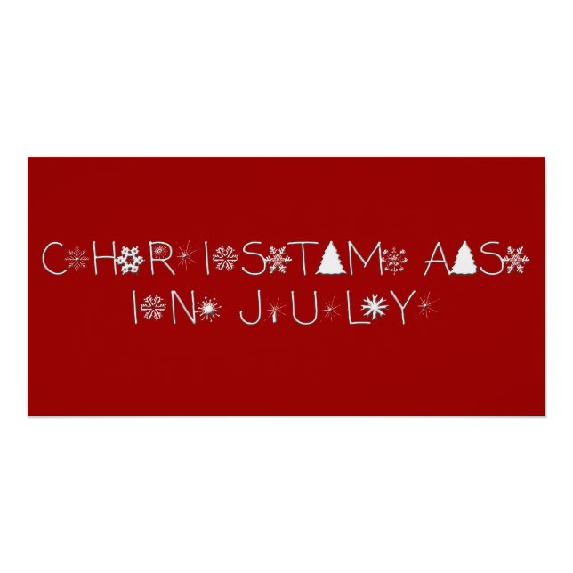 Schneeflocken Typografie Weihnachten Juli Poster (Vorderseite)