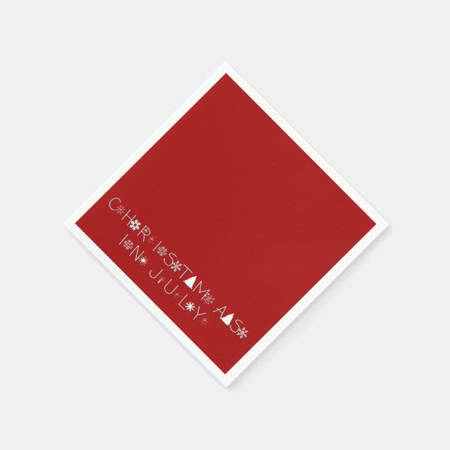 Schneeflocken Typografie Weihnachten Juli Rot Serviette (Ecke)