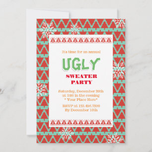 Schneeflocken Ugly Sweater Weihnachts-Party Einladung