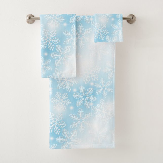 Schneeflocken und blaue Lichter Badhandtuch Set (Insitu)