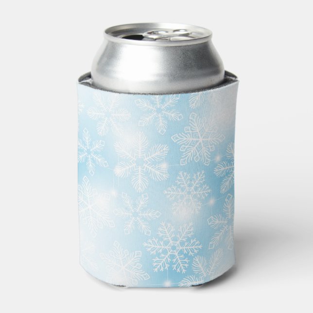 Schneeflocken und blaue Lichter Dosenkühler (Kanne Vorderseite)