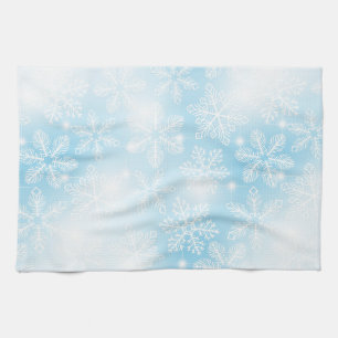 Schneeflocken und blaue Lichter Geschirrtuch