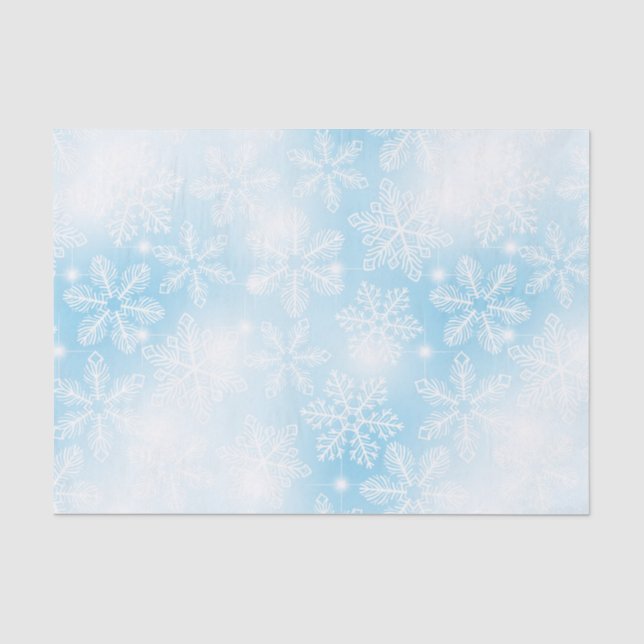 Schneeflocken und blaue Lichter Seidenpapier (Vorderseite)