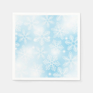 Schneeflocken und blaue Lichter Serviette