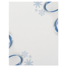 Schneeflocken und blaue Ribbons