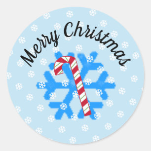 Schneeflocken und Candy Cane Classic Round Sticker