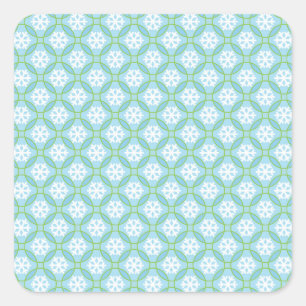 Schneeflocken und Circles Square Sticker, glänzend Quadratischer Aufkleber