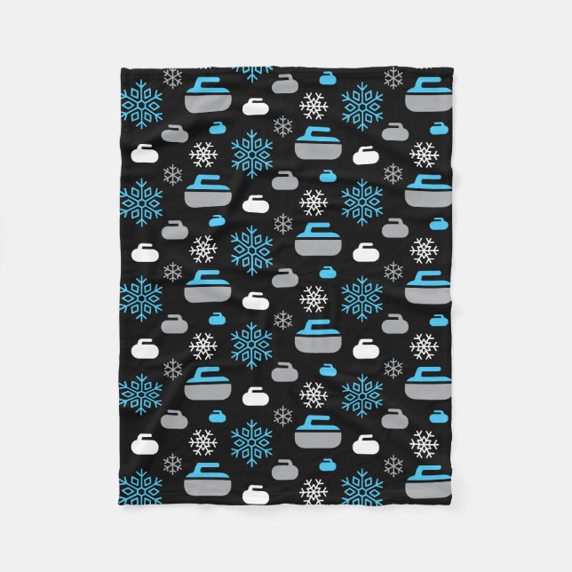 Schneeflocken und Curling Rocks Fleece Blanken (Vorderseite)