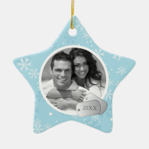 Schneeflocken und Erkennungsmarke-Verzierungen Keramik Ornament