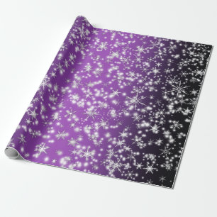 Schneeflocken und Glitzern über Magenta Geschenkpapier