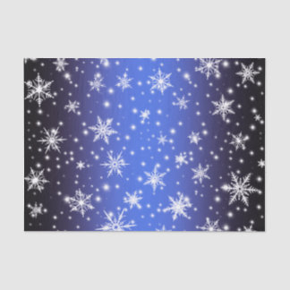 Schneeflocken und Glitzern über Navy Blue Light Seidenpapier