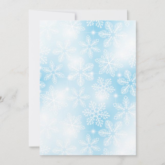 Schneeflocken und Lichter auf Blau (Vorderseite)