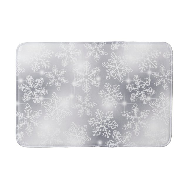 Schneeflocken und Lichter Badematte (Vorderseite)