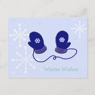 Schneeflocken und Mitten Postkarte
