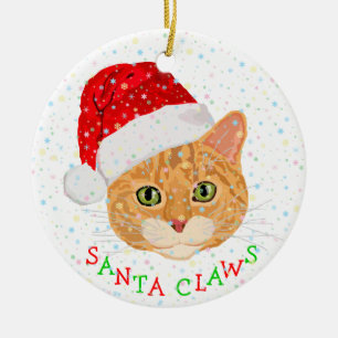 Schneeflocken und niedliche Katze im Keramik Ornament