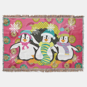 Schneeflocken und Orbs Pinguine Decke