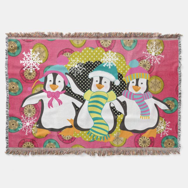 Schneeflocken und Orbs Pinguine Decke (Vorderseite)