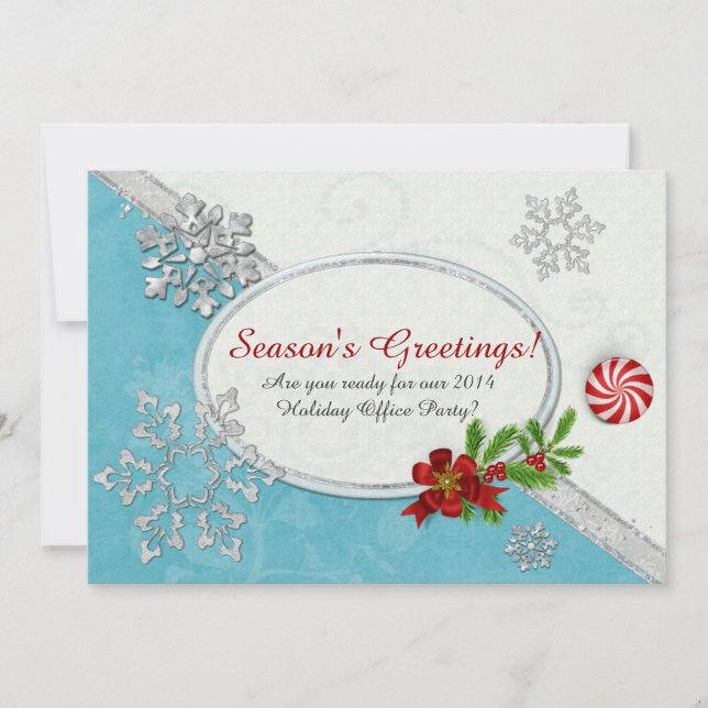 Schneeflocken und Peppermint Holiday OFFICE ZUHAUS Einladung (Vorderseite)