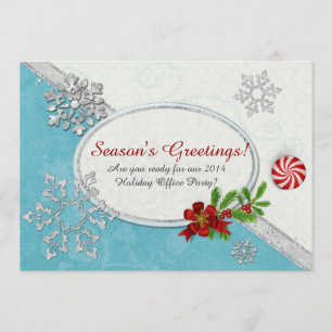 Schneeflocken und Peppermint Holiday OFFICE ZUHAUS Einladung