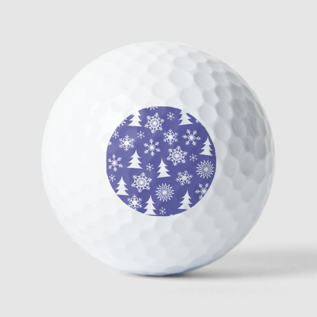 Schneeflocken und Pinienbäume Muster Golfball (Vorderseite)
