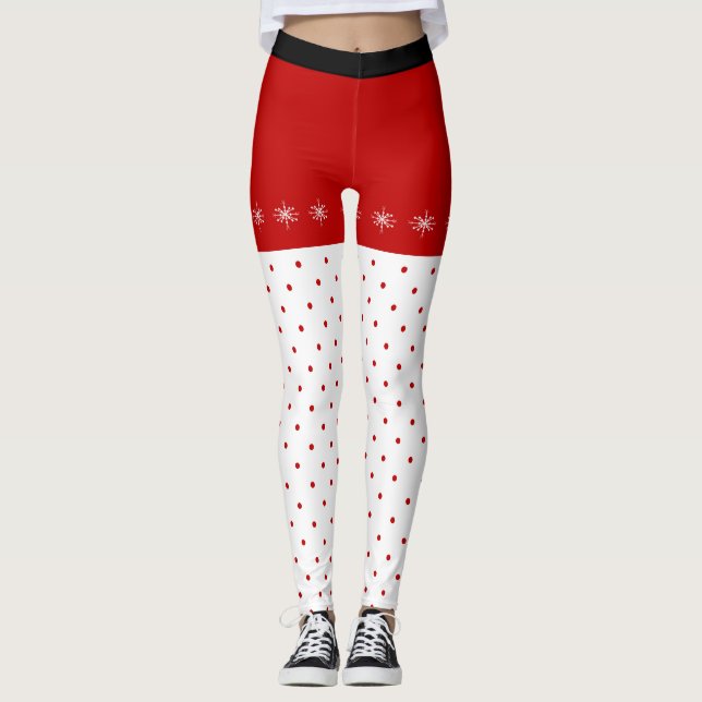 Schneeflocken und Polka Dots Weihnachtsgebäck Legg Leggings (Vorderseite)