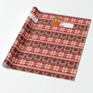 Schneeflocken und Rentiere Geschenkpapier