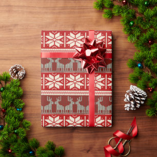 Schneeflocken und Rentierpapier Geschenkpapier