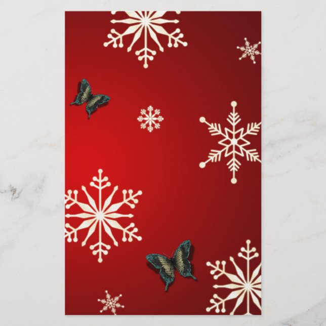 Schneeflocken und Schmetterlinge Briefpapier (Vorderseite)